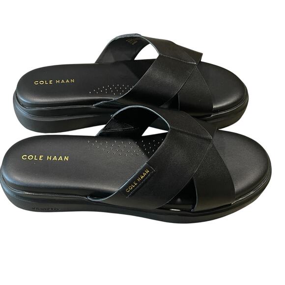 Cole Haan Women's Grandpro Rally Criss Cross Slide Sandals Size 8B in Black - Picture 7 of 9